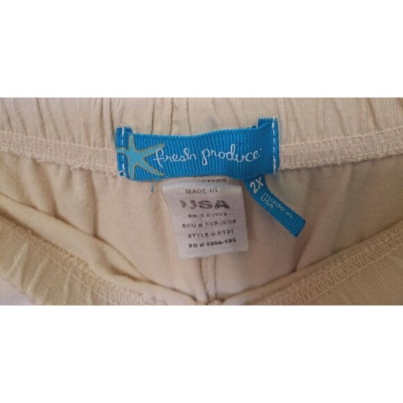 Fresh Produce 2X Beige 100% Cotton Cropped Pull-On Pants 22.5" Inseam - Picture 2 of 6